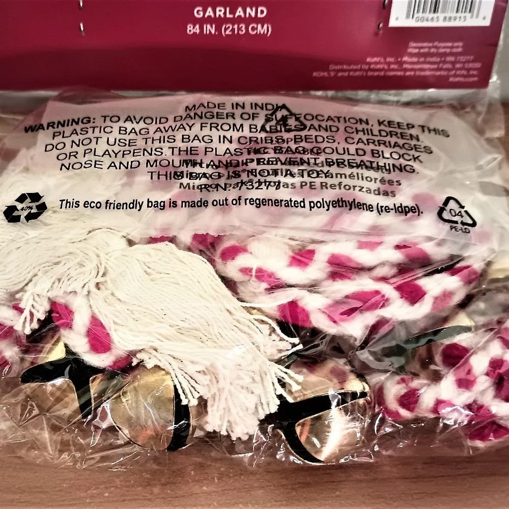 St. Nicholas Square® Kringle's Cottage Jingle Bell Tassel Garland/84 inches